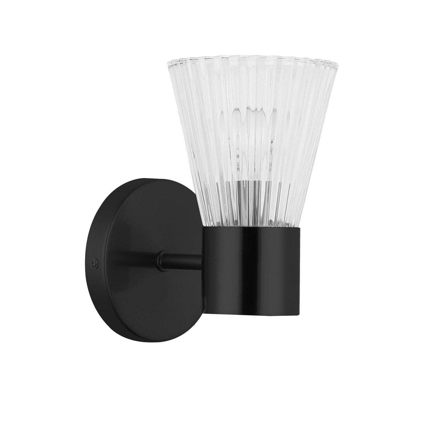 Vienna 1 Light Wall Sconce - Matte Black - Clear Ribbed Glass
