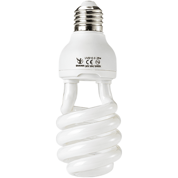 Reptile UVB Light, 26W 5.0 UVB Light Bulb for Tropical Species, Compact Fluorescent Spiral Terrarium Lamp for Chameleons and Iguanas, High Output Vitamin D3 Synthesis Lighting, 110V Standard Base