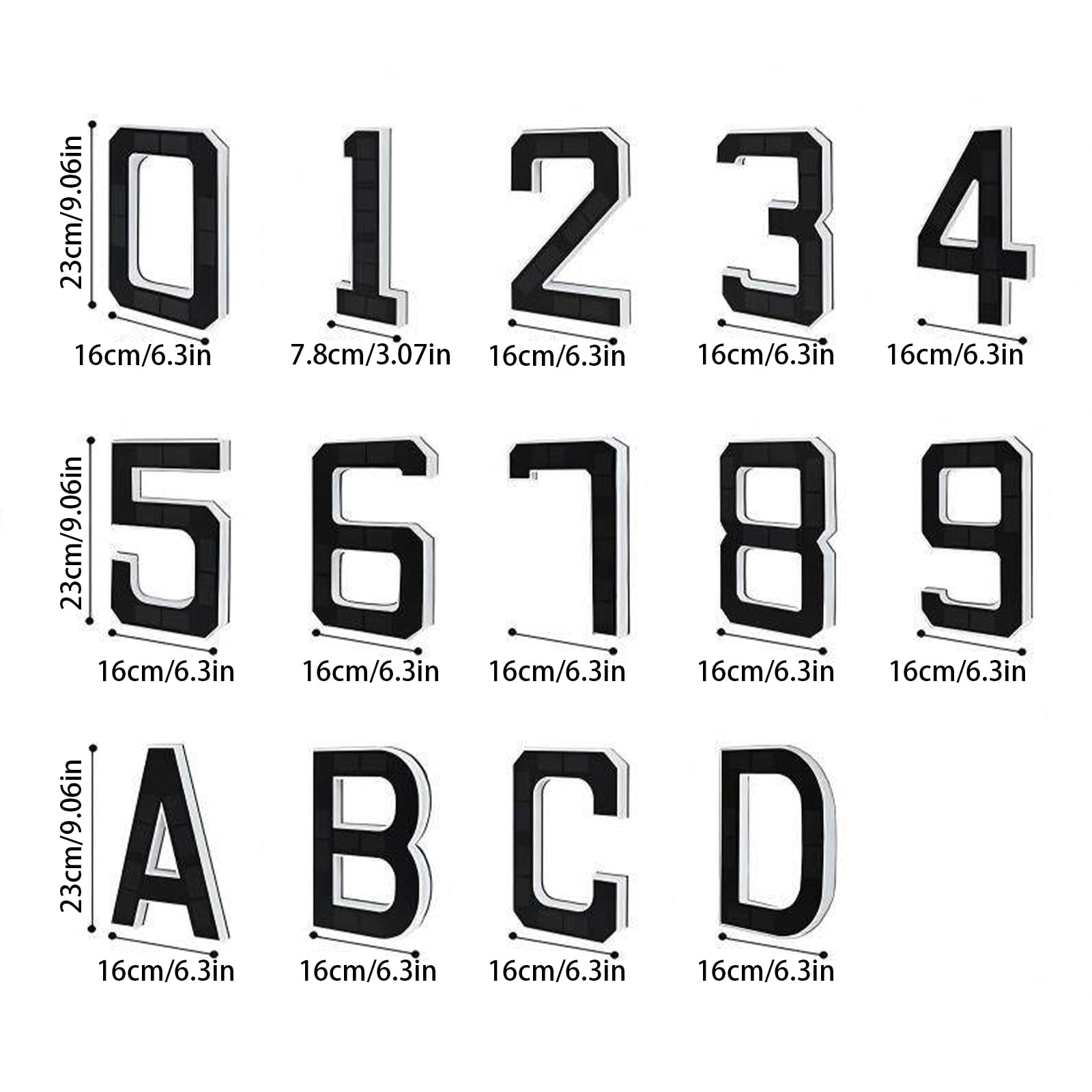 9 Inch Solar Light Up House Numbers, Waterproof LED Illuminated Address Plaque, Modern Large Exterior Number Light for Home Mailbox Wall Decoration(Number "0")