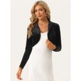 thumbnail image 4 of Bolero Elegante de Terciopelo para Mujer Bolero Crop Cardigan para Cóctel Chaqueta Corta Negro L, 4 of 6