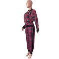 thumbnail image 7 of Women Fashion Plaid Print 2 Piece Outfit Zip Up Long Sleeve Jacket Long Pants Set Work Suits Tracksuit, 7 of 7