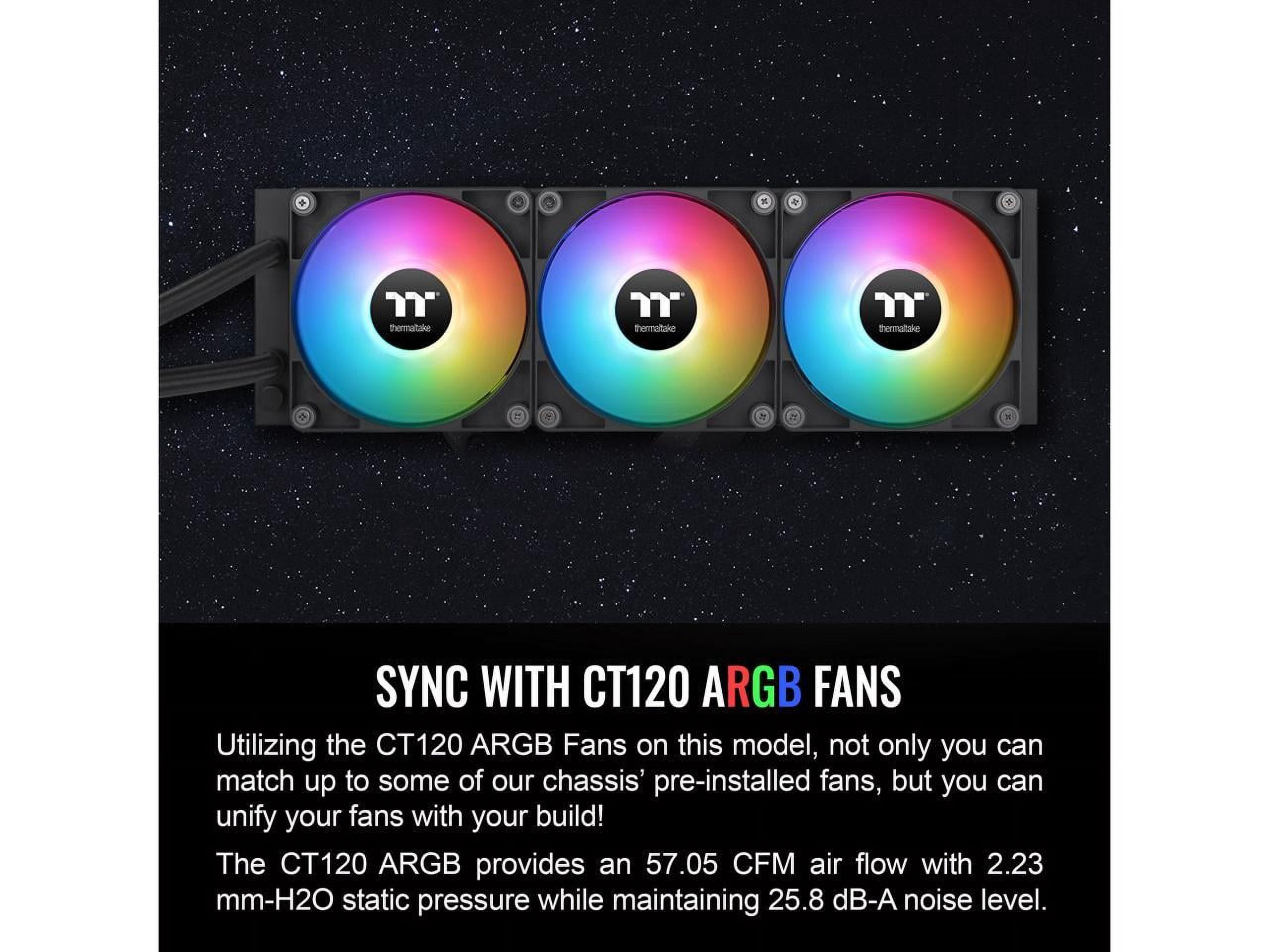 Thermaltake TH360 ARGB Sync V2 CPU Liquid Cooler/AlO Liquid Cooling /Fan 120mm*3/PWM 500~2000 RPM/Mirror Waterblock/MB ARGB Sync Control, CL-W362-PL12SW-A