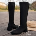 thumbnail image 4 of Bixock Boots for Women Zipper Tall Boots Round Toe Mid Heel Slip On Back Comfortable Daily Casual Outdoor Wear Fall Women Shoes, 4 of 9