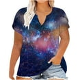thumbnail image 2 of sovlvnd Women's Plus Size Loose Print Color Casual Short-Sleeved V-Neck Top Womens Comfy Tee Over Size Lightweight tunic Blouse Fashion Top XL-5XL, 2 of 6