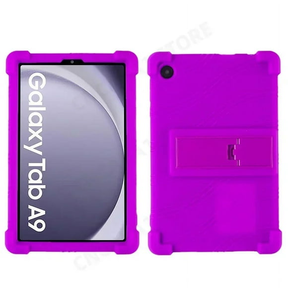 Étui pour Samsung Galaxy Tab A9 Étui Enfants SM-X110 SM-X115 Tablette PC 8,7 Pouces Support Funda avec 4 Coussins Gonflables Antichoc Silicone Souple Violet A9 8,7 SM-X110 X115