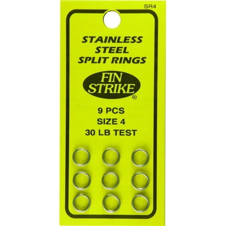 Stainless Steel Test - Fin Strike SR4 Split Rings Stainless Steel Sz4 30Lb Test 9Pc