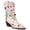 White, variant on Women's Floral Embroidered Cowboy Boots Rhinestone Studded Mid Calf Western Boots Chunky Heel Pointed Toe Ankle Strap Boots for Party Festival Concert