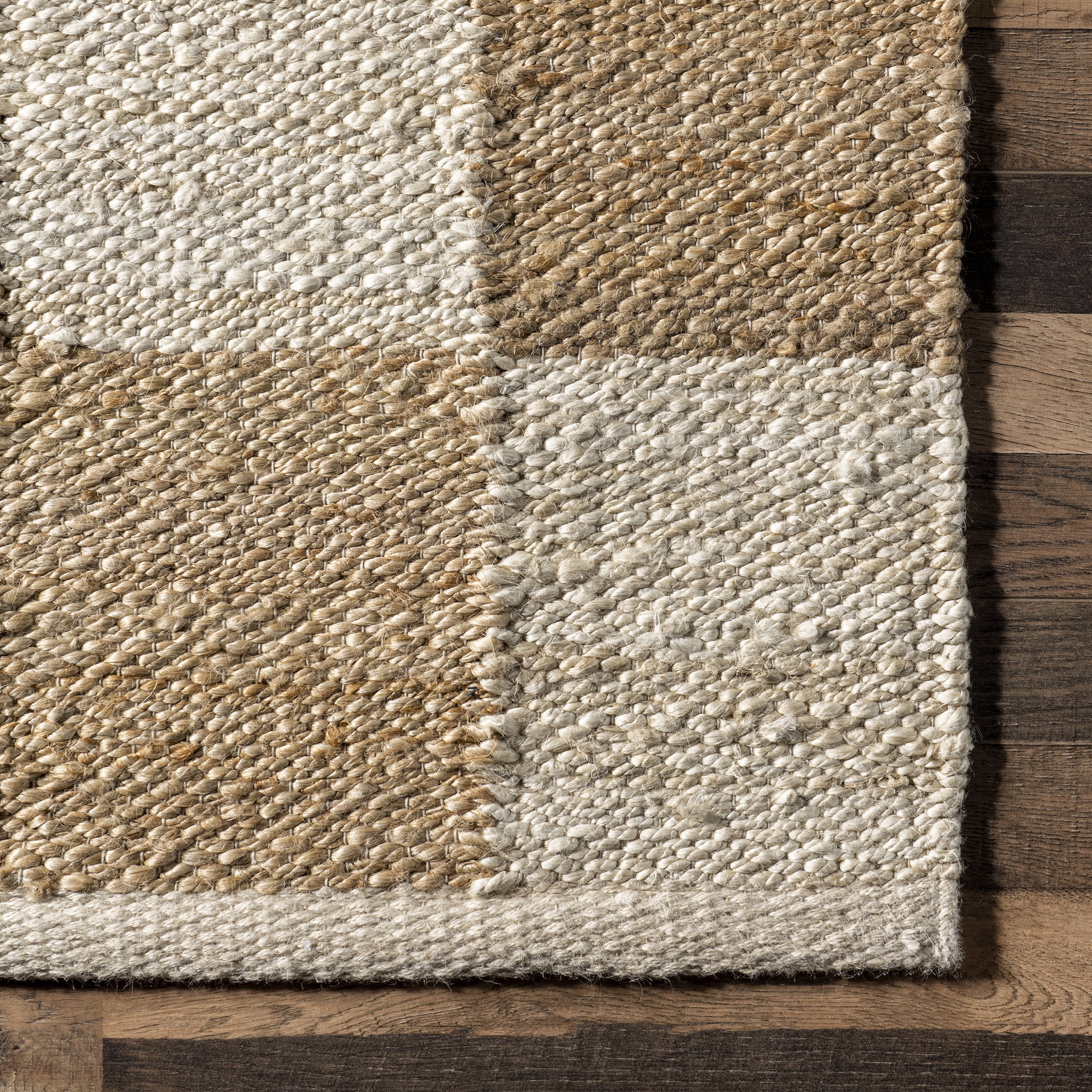 nuLOOM Christana Traditional Checkered Jute Area Rug, 5' x 8', Ivory
