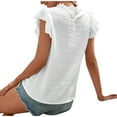 thumbnail image 4 of Summer Tops for Women Ruffle Short Sleeve Plain Casual Business Tops T Shirts Ruffle Neck Basic Tunic Office Blouses, 4 of 5