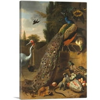 ARTCANVAS Peacocks 1683 Canvas Art Print by Melchior d-Hondecoeter - Size: 26" x 18" (0.75" Deep)