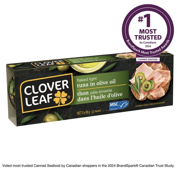 Clover Leaf Flaked Light Tuna in Olive Oil 3pk, 3x80g