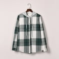 thumbnail image 3 of Ozmmyan Women's Shacket Jacket Casual Long Sleeve Plaid Printed Hoodie Coat Tops, 3 of 8