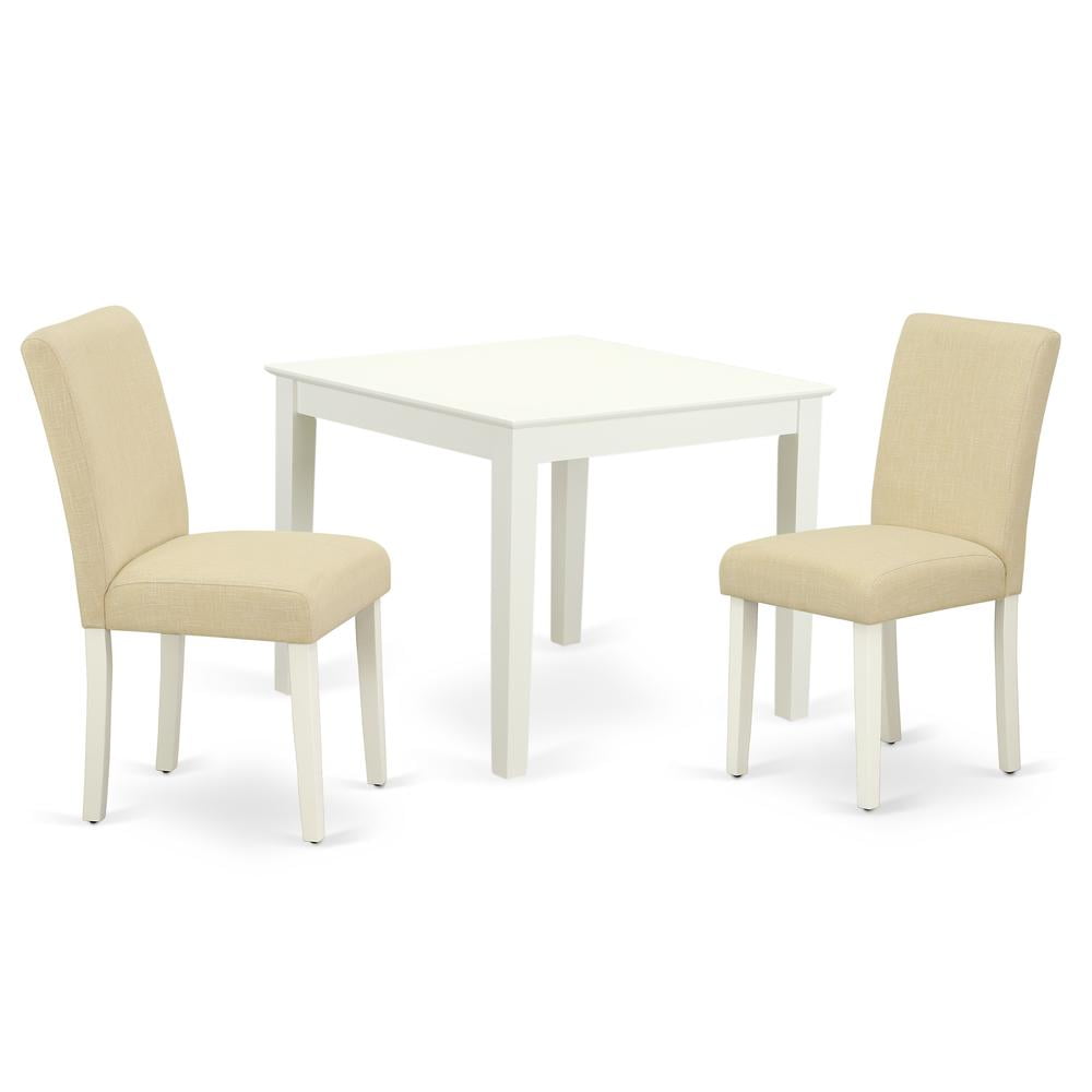 Set Tavolo Da Pranzo Allungabile 3 Pezzi East West Furniture: Tavolo Con Foglie E 2 Sedie, Legno E Finitura Bianca, Stile Classico