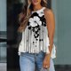 thumbnail image 3 of Gibobby Mujeres Casual Impreso Encaje Cuello redondo Ruffle Hem Chaleco Camisole Swing Neck Printed Summer Tops(Negro,CH), 3 of 4