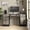 Grey, variant on Furnihold 59”W Industrial Executive Desk with Outlet, Computer Desk Office Desk with Keyboard Tray and Locked Drawer&Large Storage Cabinet for Home Office, Brown