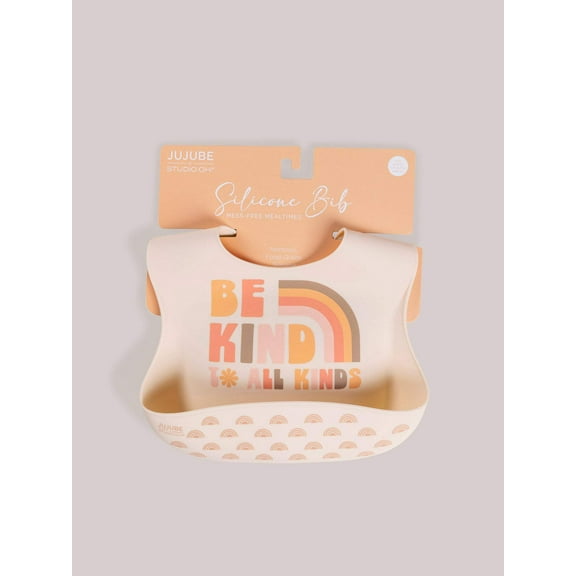 JuJuBe x Studio Oh! Food-Grade Silicone Bib - Be Kind Rainbows