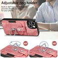 thumbnail image 6 of Compatible with iPhone 13 Mini Case Wallet with Card Holder, 360°Rotation Finger Ring Holder Kickstand Protective Premium PU Leather Back Flip Magnetic Clasp Shockproof Cover,Pink, 6 of 9
