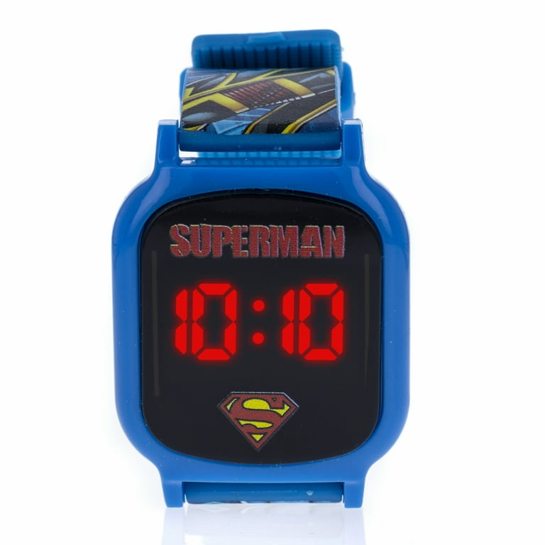 Superman LED Display Digital Touch Screen Watch for Kids Blue