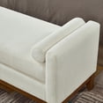 thumbnail image 4 of GZXS 51 Inch Upholstered End of Bed Bench with 2 Pillows, Modern Entryway Ottoman Seat with Solid Wood Frame, Boucle Fabric, Beige, 4 of 7