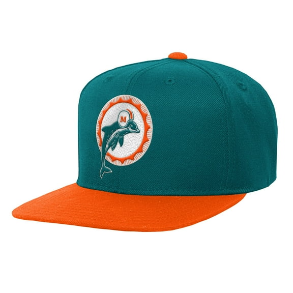 Youth Mitchell & Ness Aqua Miami Dolphins Team Two-Tone Snapback Hat