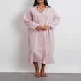 thumbnail image 2 of Robe Chemise Femme Manches Longues Col Rabattu Robe Rayée, 2 of 9