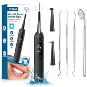 Electric Dental Calculus Remover Teeth Cleaning Dental Tool Kit Plaque Remover, Tartar Removal, Teeth Cleaning and Teeth Whitening, 3 Replaceable Cleaning Heads, （Black）