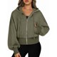 thumbnail image 1 of Sudaderas con Capucha y Cremallera para Mujer, Sudaderas , Casuales, Cómodas y Bonitas, Chaquetas con Cremallera, Conjuntos de Otoño A . Verde M, 1 of 10