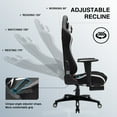 thumbnail image 3 of GTRACING Fabric Adjustable Height Reclining Gaming Office Chair with Footrest, Black, 3 of 7