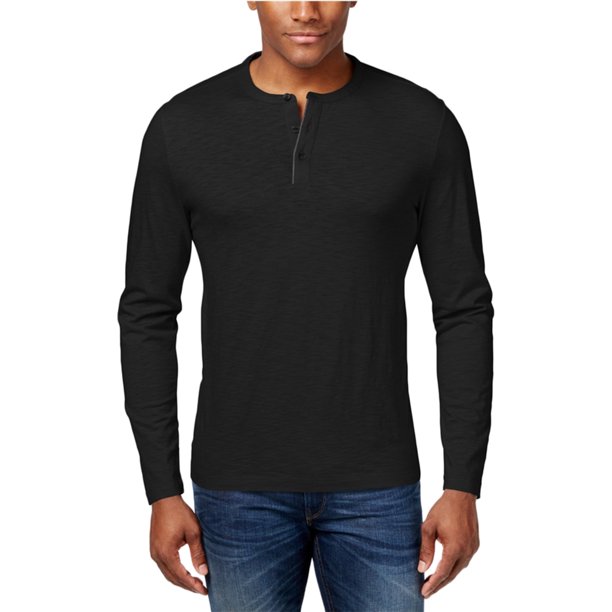 Alfani Paul Slub Henley - Camiseta para hombre, color negro, 2XLT