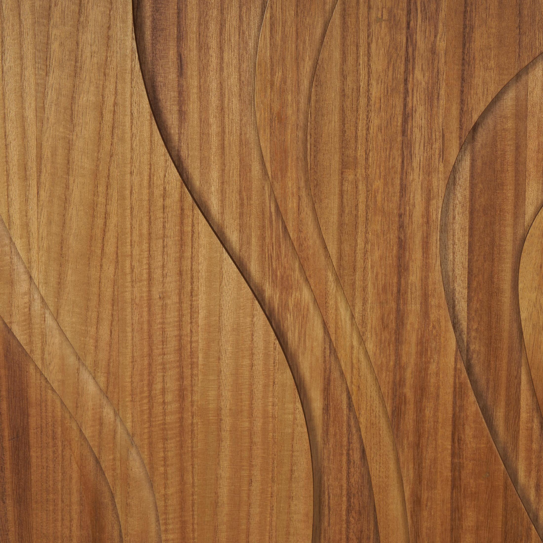 DecMode Brown Wooden Wavy Carved Abstract Wall Decor (2 Count)