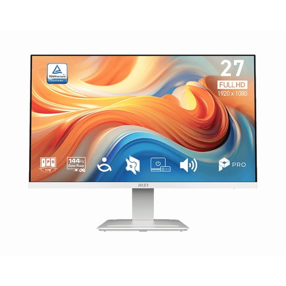 Refurbished MSI PRO MP273W E14A 27" Full HD 1920x1080 IPS Monitor, 144Hz Refresh Rate, Matte White