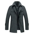thumbnail image 5 of TAIAOJING Men's Casual Varsity Jacket Autumn And Winter Double-collar Woolen Thickened Collar Mid-length Woolen Zipper Trench Outwear Coat, 5 of 9