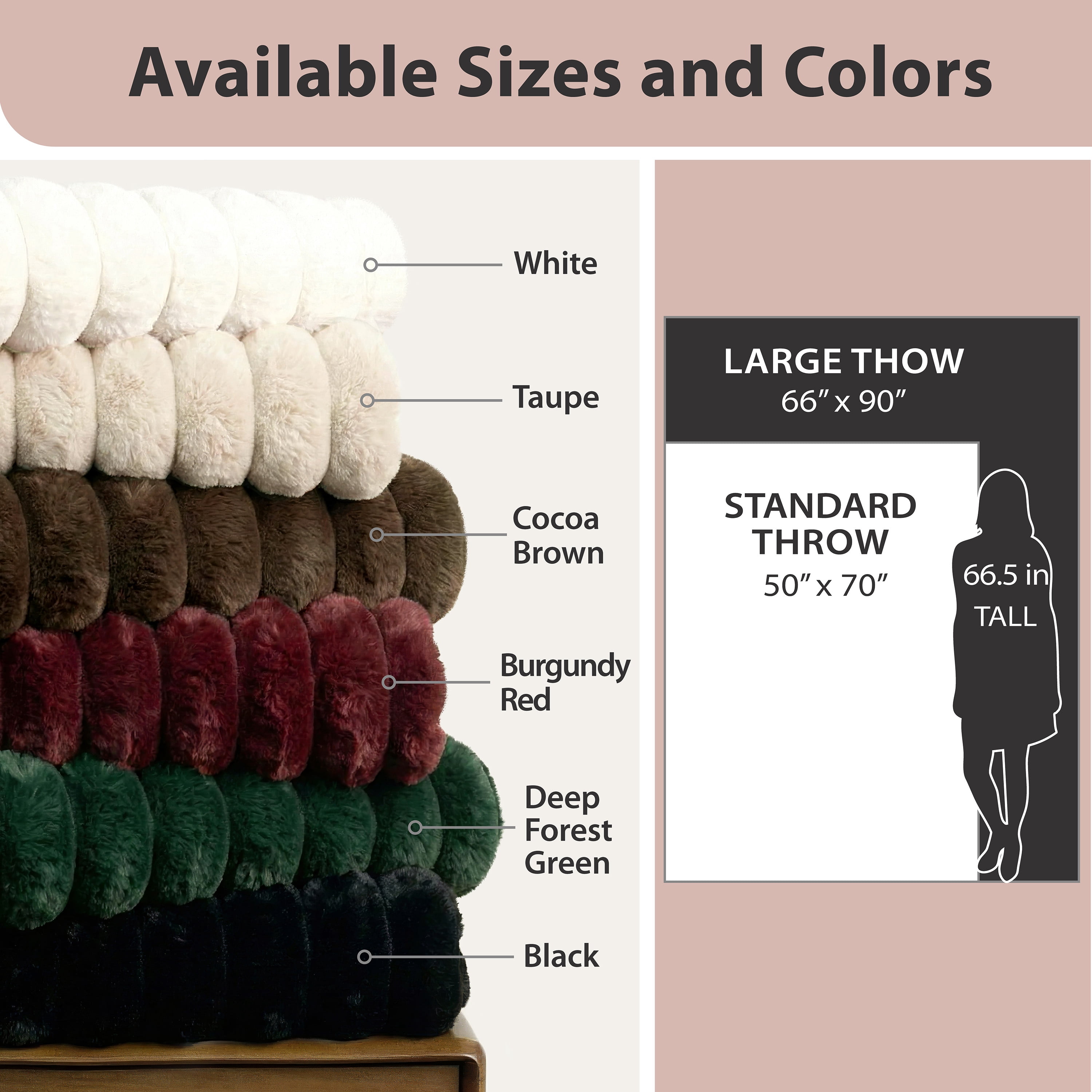 Regal Living Luxury Reversible Textured Stripe Faux Fur & Velvet Throw, White, 50" x 70"