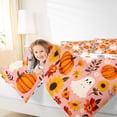 thumbnail image 3 of Homewish Sweet Halloween Cartoon Ghost Full Size Comforter Sets,Sunflower Pumpkin Print Bedding Comforter Set,Light Pink Orange,Halloween Reversible,3-Piece,1 Comforter and 2 Pillowcases, 3 of 7