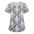 thumbnail image 3 of Iaqnaocc Scrub Tops Women Plus Size Western Ethnic Style Nurse Working Uniforms Fashion V-Neck Side Slits Scrub Tops Party Short Sleeve Tees Blouse with Pockets Light Blue 3XL, 3 of 5