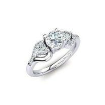 Harry Chad Enterprises 26620 Round & Heart Cut 3 CT Diamond with Accents Three Stone Ring, Size 6.5