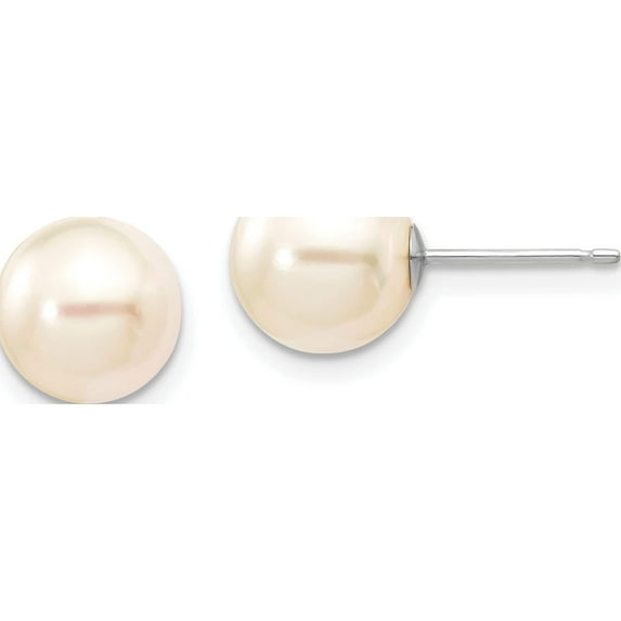 14K White Gold 8-9mm Round Saltwater Akoya Earrings Made In Canada xfw302e