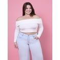 thumbnail image 3 of Mills by Millie Bobby Brown Women's Ribbed Off the Shoulder Long Sleeve Sweater, Sizes XXS-XXL, 3 of 11