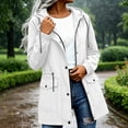 thumbnail image 6 of justHIGH Lined Light Rain Jacket Women Packable Long Raincoat with Hood Drawstring Waisted Waterproof Windbreaker Lightweight Outdoor Trench Coat White,M, 6 of 7