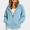 thumbnail image 2 of DJDLJWCJ Girls Zip Up Hoodies Long Sleeve Hooded Sweatshirt Solid Color Lightweight Sweatshirts Blue Size 7, 2 of 9