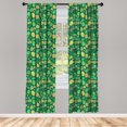 thumbnail image 4 of Ambesonne Green Leaves Window Curtains, Botanical Concept Fun, Each 28" W x 84" L, Khaki Pink, 4 of 4