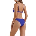 thumbnail image 3 of INSPIRAR CHIC Bañador de Mujer Push Up con Aros Top Fruncido 2 Piezas Parte Inferior de Corte Alto Bikini Set Bañador Talla X-Large Azul Marino, 3 of 5