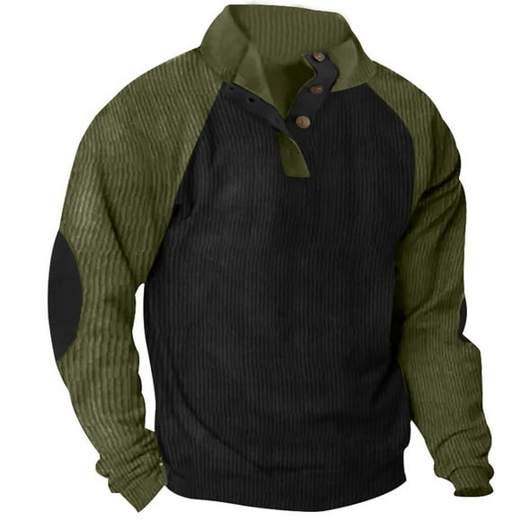 jsaierl Mens Gifts For Christmas,Corduroy Sweatshirts for Men Long Sleeve Vintage Sweatshirts Casual Color Block Pullover Tops Button Up Henley Shirts Mock Neck Thermal Tactical Shirts