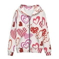 thumbnail image 3 of Renewold Trendy Women Zippered Hoodie with Big Pocket Stylish Tracksuit Jacket with Hood Red Pink Hearts Long Sleeve Sweatshirt Coat Size M Valentine's Day Gifts, 3 of 6