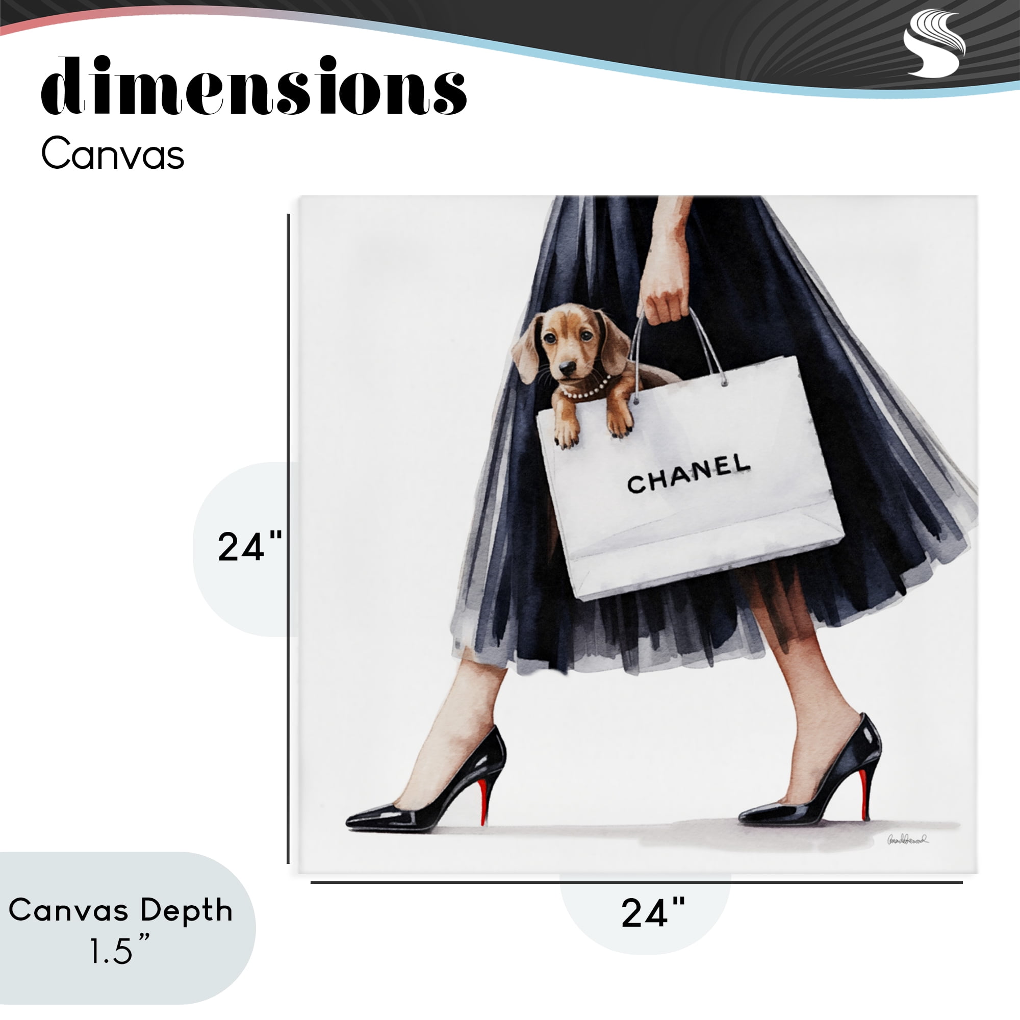 Stupell Industries Elegant Dog & Shopping Bag Canvas Wall Art, design by Amanda Greenwood