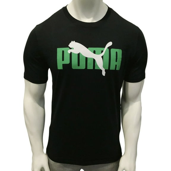 NWT Puma MSRP $42.99 Cat Overlap Men's Black Crew Neck Short Sleeve T-Shirt