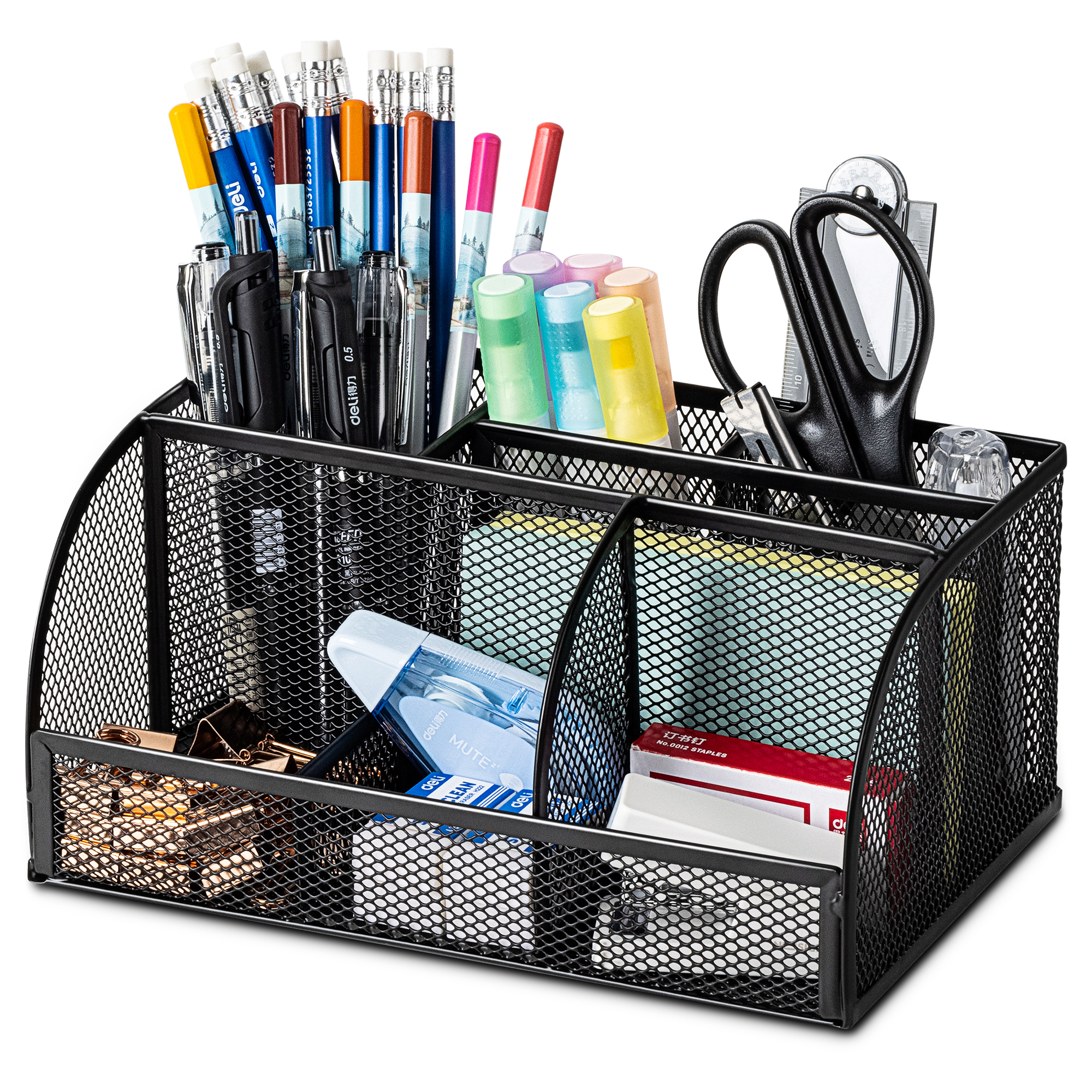 Deli Mesh Desktop Organizer, 7 Compartments, Black photo 1