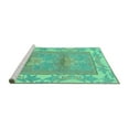 thumbnail image 2 of Ahgly Company Machine Washable Indoor Square Abstract Turquoise Blue Modern Area Rugs, 7' Square, 2 of 4