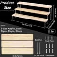 thumbnail image 3 of 3-Tier Acrylic Action Figure Display Risers Wood Tiered Display Organizer Hoder for Minifigures Model Toys Ladder Shaped Dolls Shelf with Iron Screwdriver BurlyWood 39.6x17.5x16cm, 3 of 6