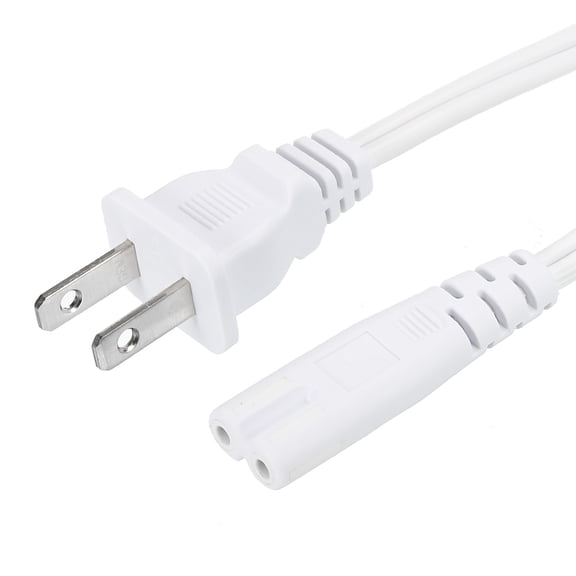 Uxcell 2Prong AC Power Cord 5ft 18 AWG 2Slot to C8 Female Cable Replacement White